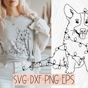 Corgi Dog String Lights SVG, Corgi Clipart, Holiday Corgi Dog Design