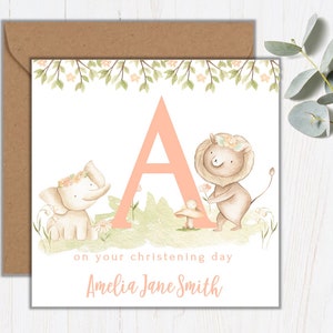 Carte de baptême personnalisée | | de baptême nommer le jour | | de carte bébé | sur le thème de la jungle animaux | souvenir
