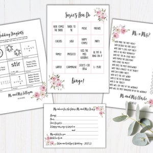 Paquete de papelería de gallina de boda / tarjetas de asesoramiento gratuitas / juego de bingo / juegos de mesa / Sr. y Sra . . .