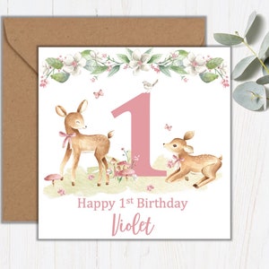 Carte d’anniversaire d’âge de l’enfant | | d’anniversaire sur le thème des animaux | boisé cerf | animaux | âge | Anniversaire des enfants
