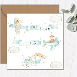 carte d’anniversaire d’âge de l’enfant | | d’anniversaire sur le thème des animaux avions | animaux | | d’âge anniversaire des enfants