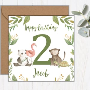 Carte d’anniversaire d’âge de l’enfant | | d’anniversaire sur le thème de la jungle animaux | âge | Anniversaire des enfants