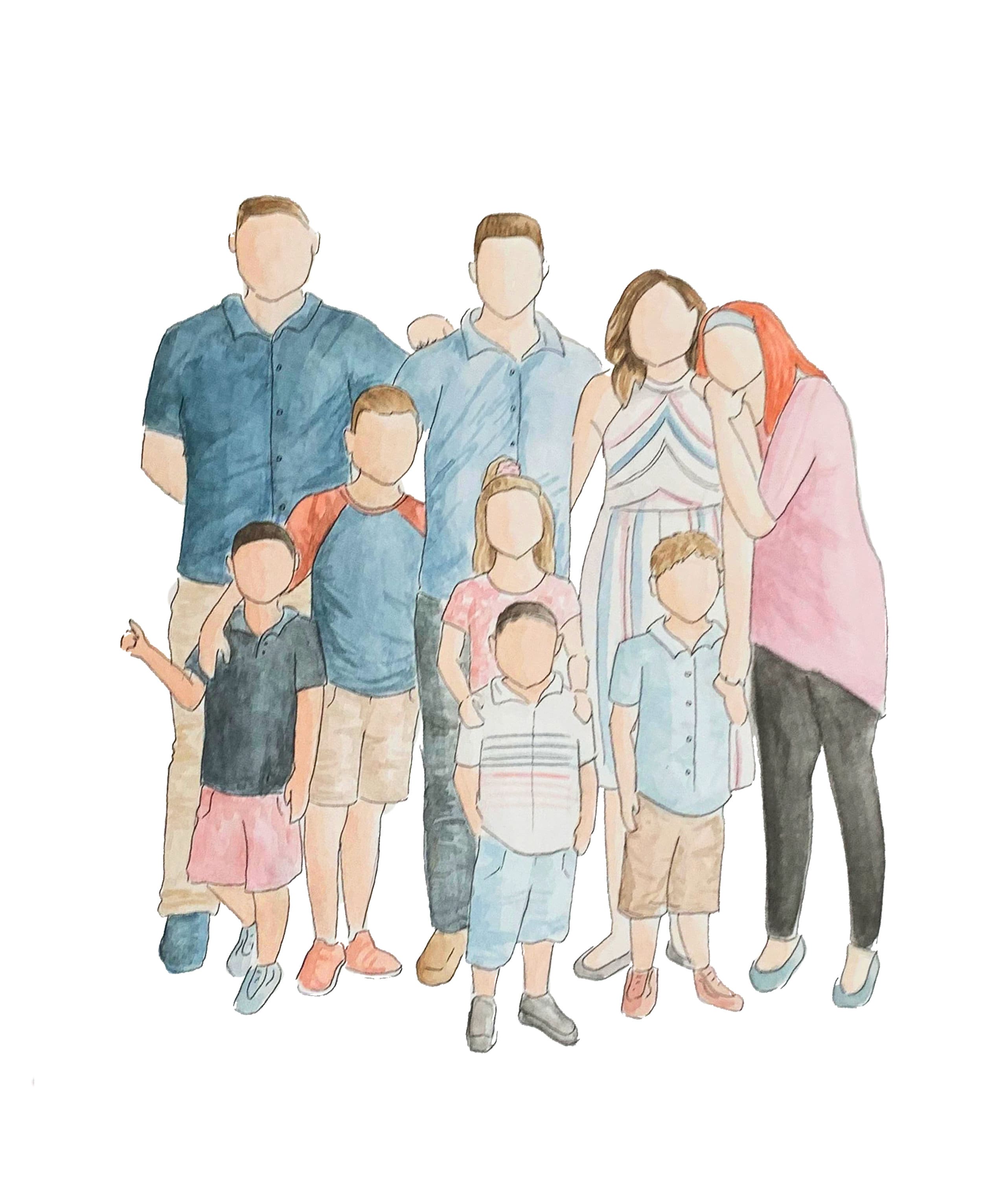 CUSTOM Family Watercolor Painting Family Portrait Wall Art | Etsy