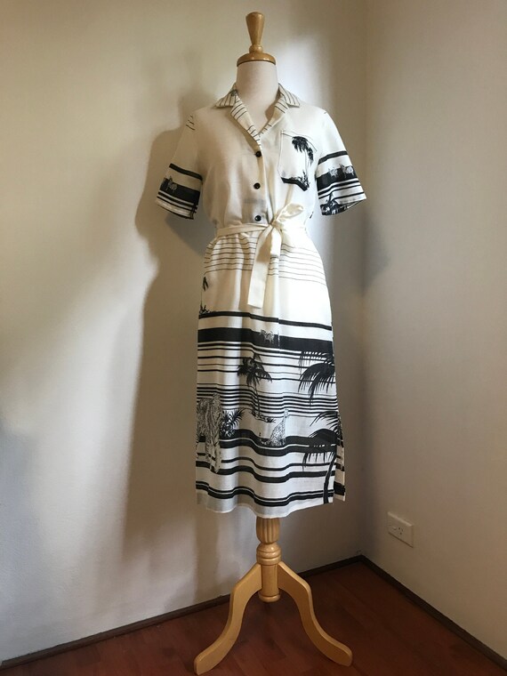 Gucci Style Vintage Linen Tshirt Dress with Black