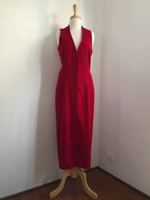 Red Scanlan Theodore Button Up Dress