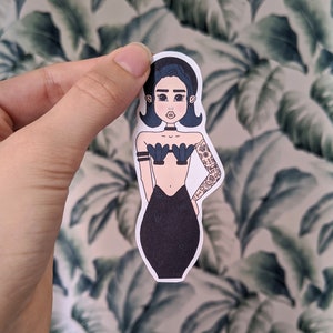 Tattooed Mermaid Sticker, cute stickers, handmade, matte white vinyl waterproof sticker, planner stickers