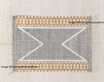 4x6 Ft Rug, Cotton Rug, Handmade Rug, Hand block Printed Rug, Floor Area Rug, Boho Rug, Hand woven Rug, Decorative Rug, Indian Rug Carpet