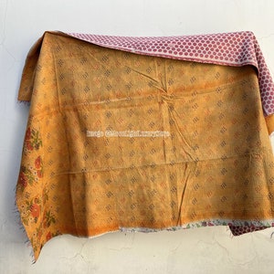 Kantha Quilt Handmade Throw Hand Stitched Cotton Blanket Antique Kantha Bedspread Reversible Vintage Patchwork Bedcover Indian Boho Blanket
