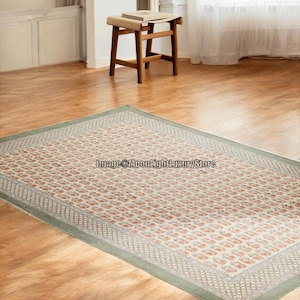 9x12 Ft Rug, Cotton Rug, Handmade Rug, Hand block Printed Rug, Floor Area Rug, Boho Rug, Hand woven Rug, Decorative Rug, Indian Rug Carpet