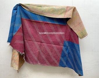 Heavy Antique Vintage Kantha Quilt Handstitched Quilt Reversible Kantha Throw Indian Ralli Quilt Boho Cotton Quilt Handmade Kantha Bedspread