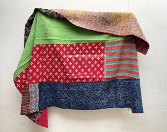 Heavy Antique Vintage Kantha Quilt Handstitched Quilt Reversible Kantha Throw Indian Ralli Quilt Boho Cotton Quilt Handmade Kantha Bedspread
