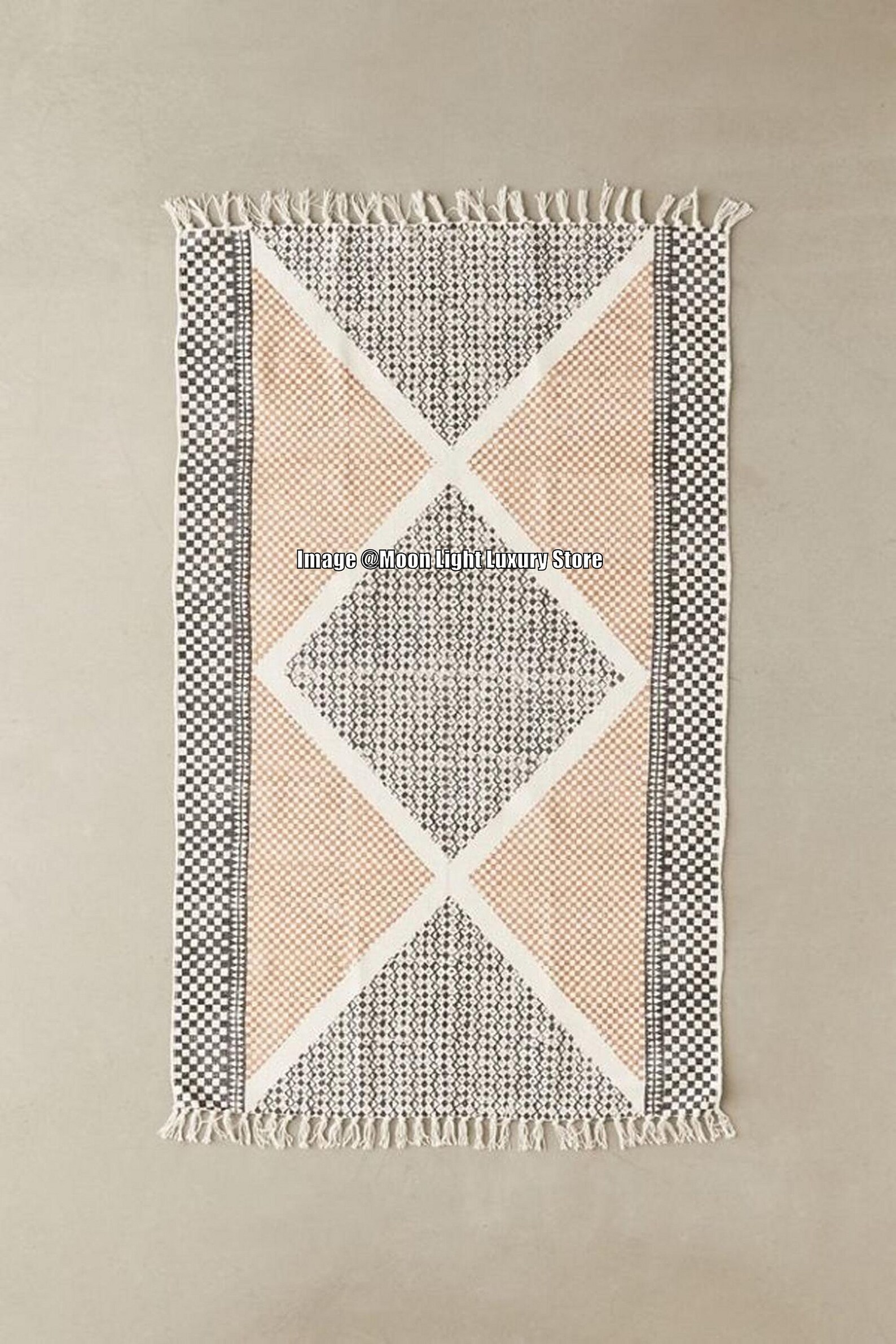 10x14 Feet Cotton Rug Handmade rug Area Rug Boho Carpet Etsy