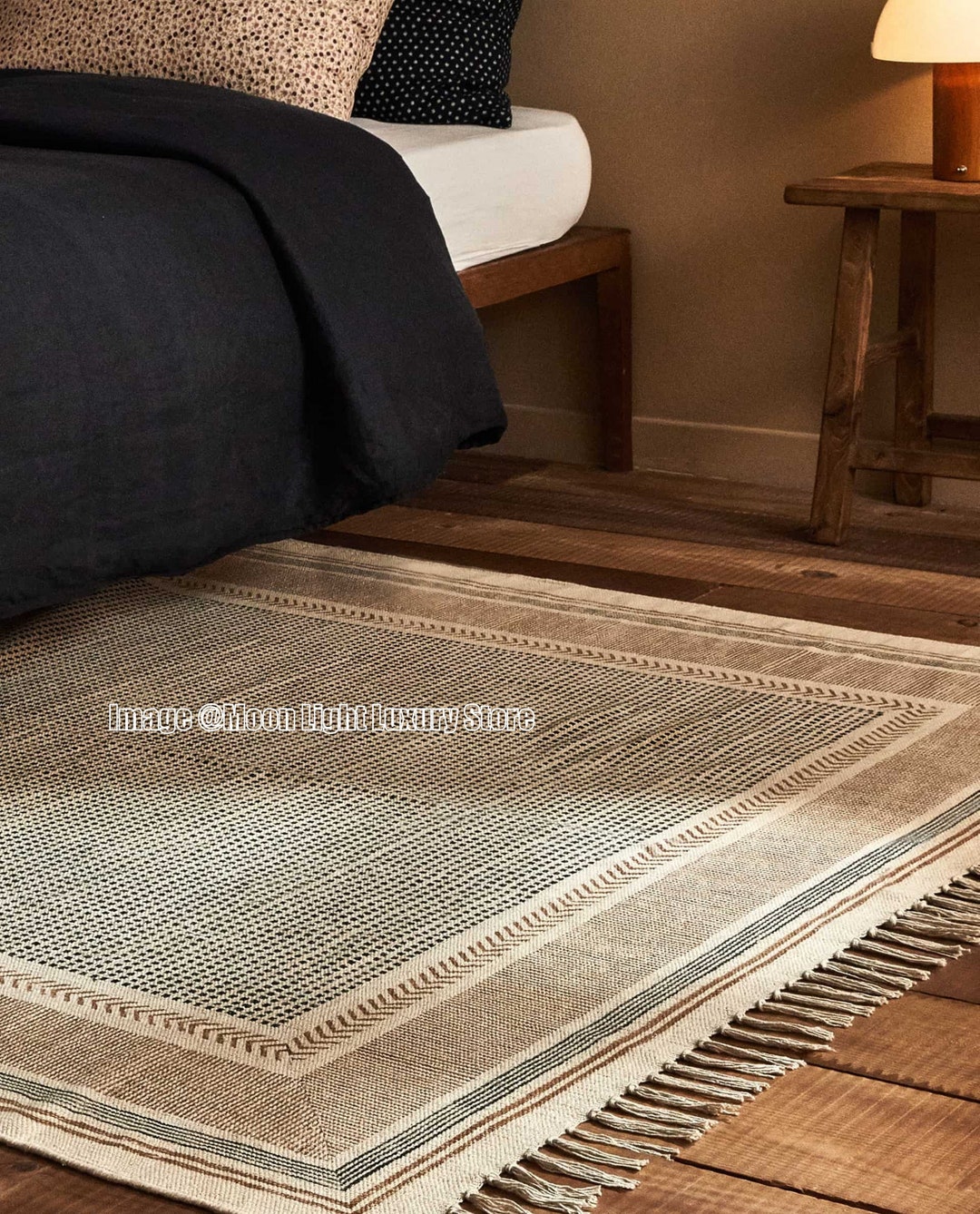 Square Rug 4x4ft, 5x5ft, 6x6ft, Cotton Rug, Handmade Rug, Hand Block ...