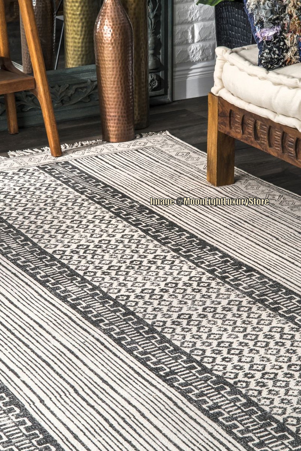 10x14 Feet Cotton Rug Handmade rug Area Rug Boho Carpet Etsy