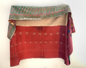 Reversible Kantha Quilt Antique Vintage Kantha Throw Indian Ralli Quilt Hand stitched Quilt Boho Cotton Quilt Handmade Kantha Sofa Bedspread
