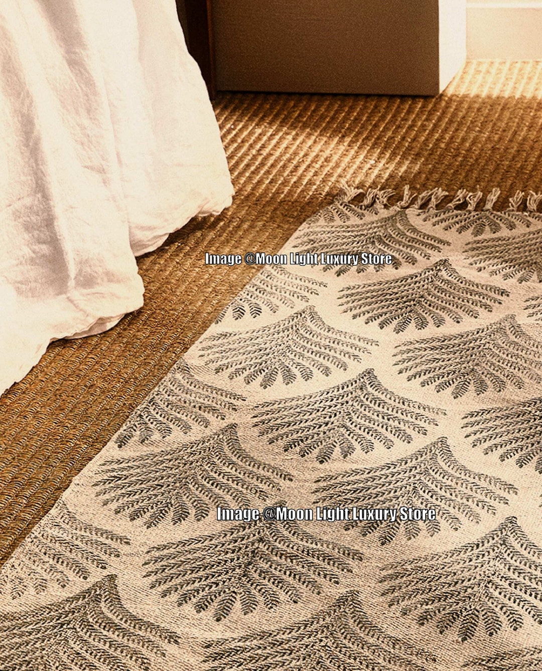 Square Rug 4x4ft, 5x5ft, 6x6ft, Cotton Rug, Handmade Rug, Hand Block ...
