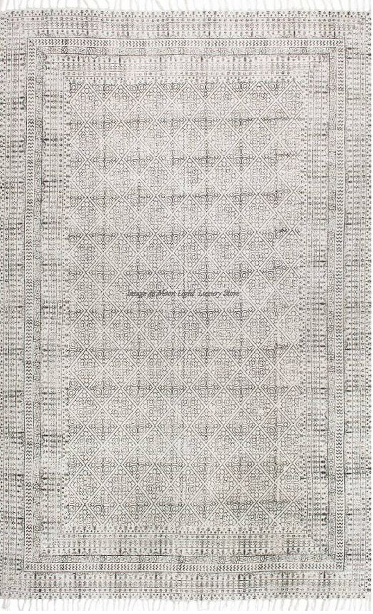 3x5 Feet Cotton Rug Handmade Rug Area Rug Handmade Block Etsy