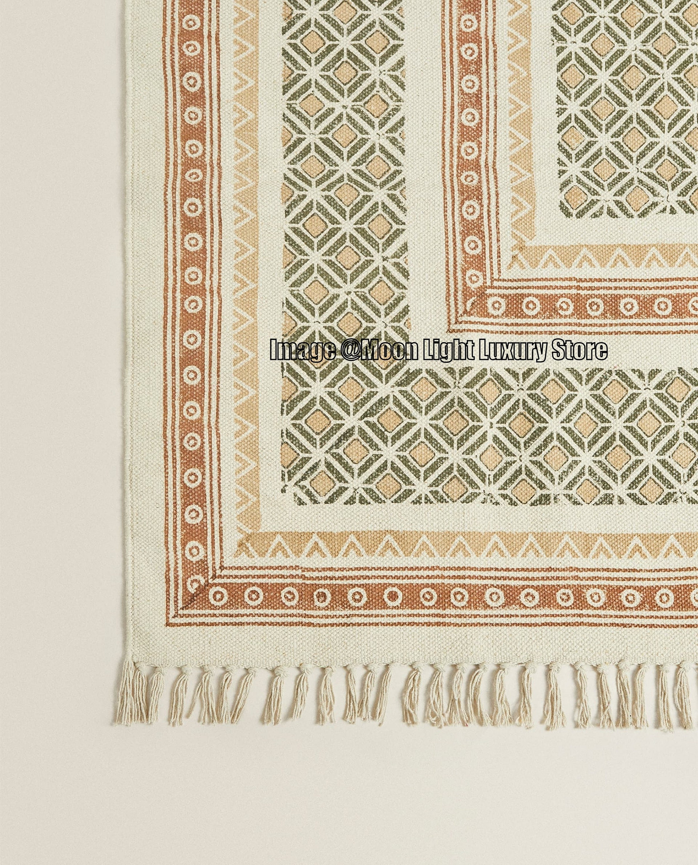 8x10 Ft Rug, Cotton Rug, Handmade Rug, Hand Block Printed Rug, Floor ...
