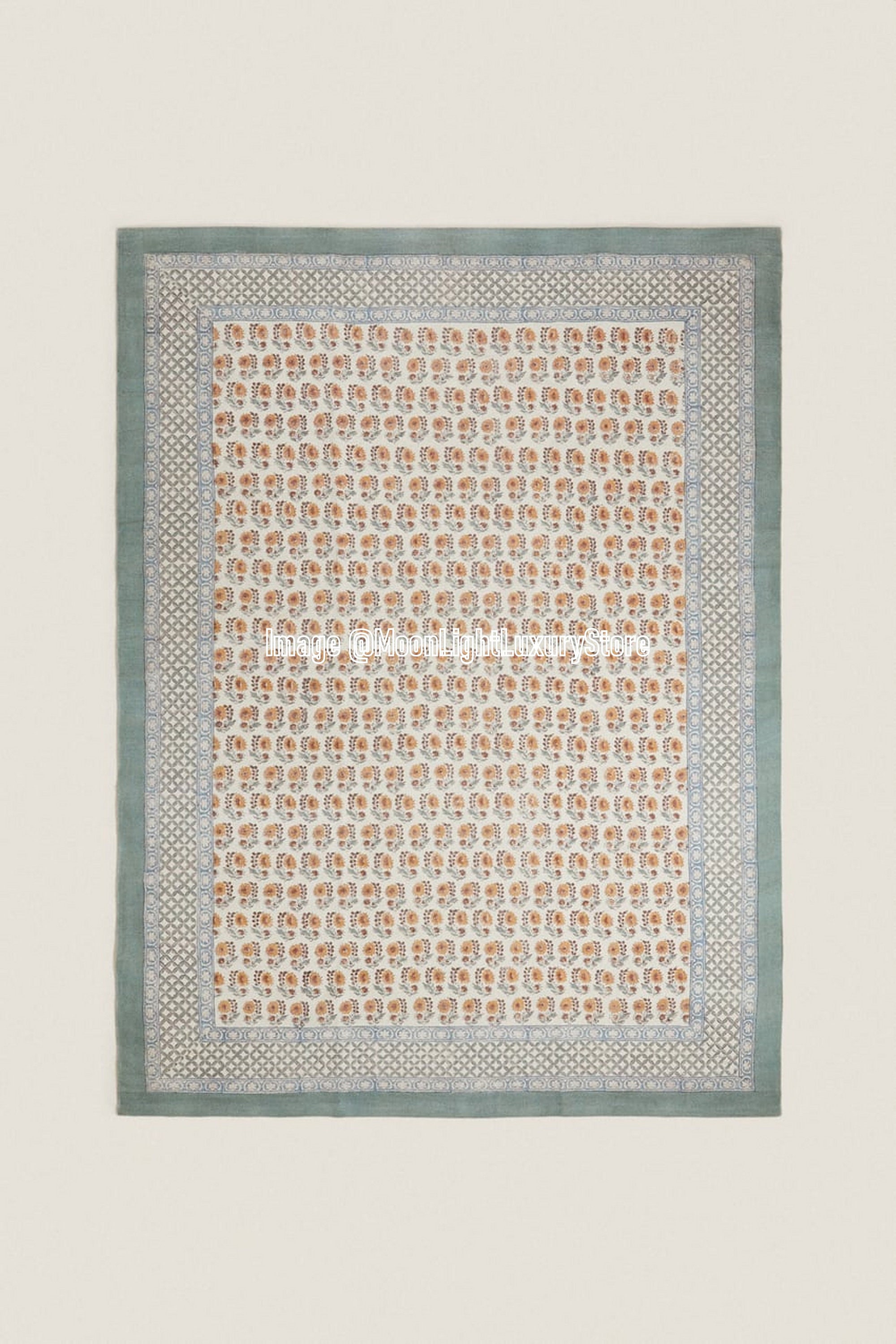 4x6 Ft Rug, Cotton Rug, Handmade Rug, Hand Block Printed Rug, Floor Area Rug, Boho Rug, Hand ...
