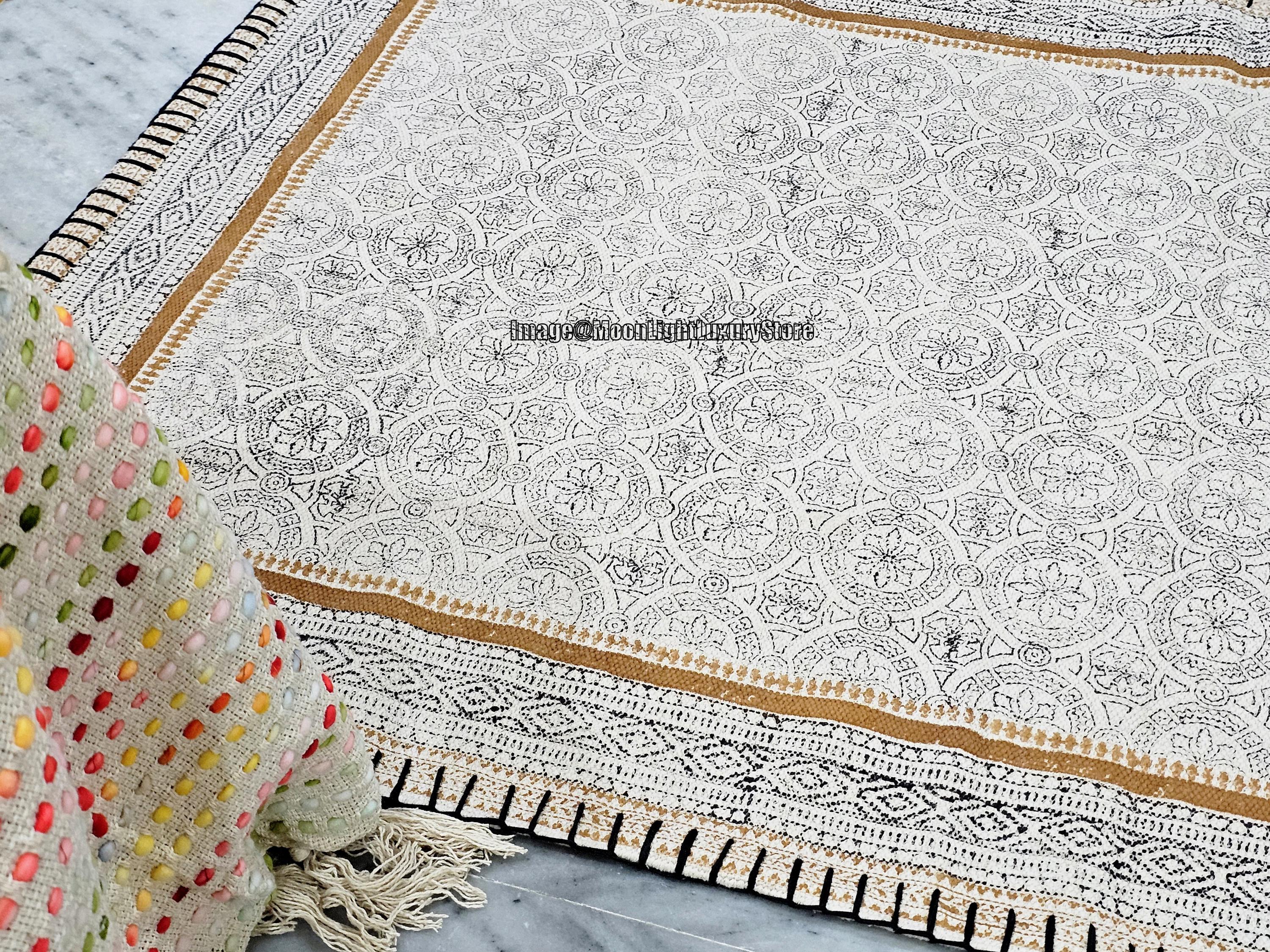 12x16 Ft Rug, Cotton Rug, Handmade Rug, Hand Block Printed Rug, Floor ...