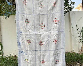 Nakshi Kantha Quilt Handgenähter Überwurf Handgenähte Baumwolldecke Antike Kantha Tagesdecke Reversible Vintage Bettdecke Indische Boho Decke