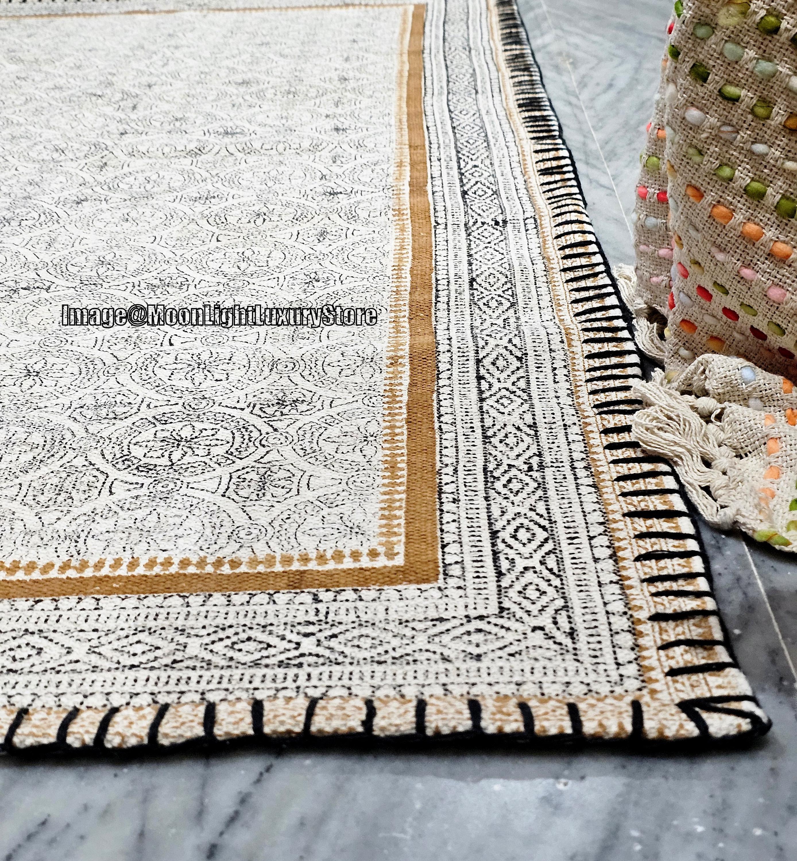 12x16 Ft Rug, Cotton Rug, Handmade Rug, Hand Block Printed Rug, Floor ...