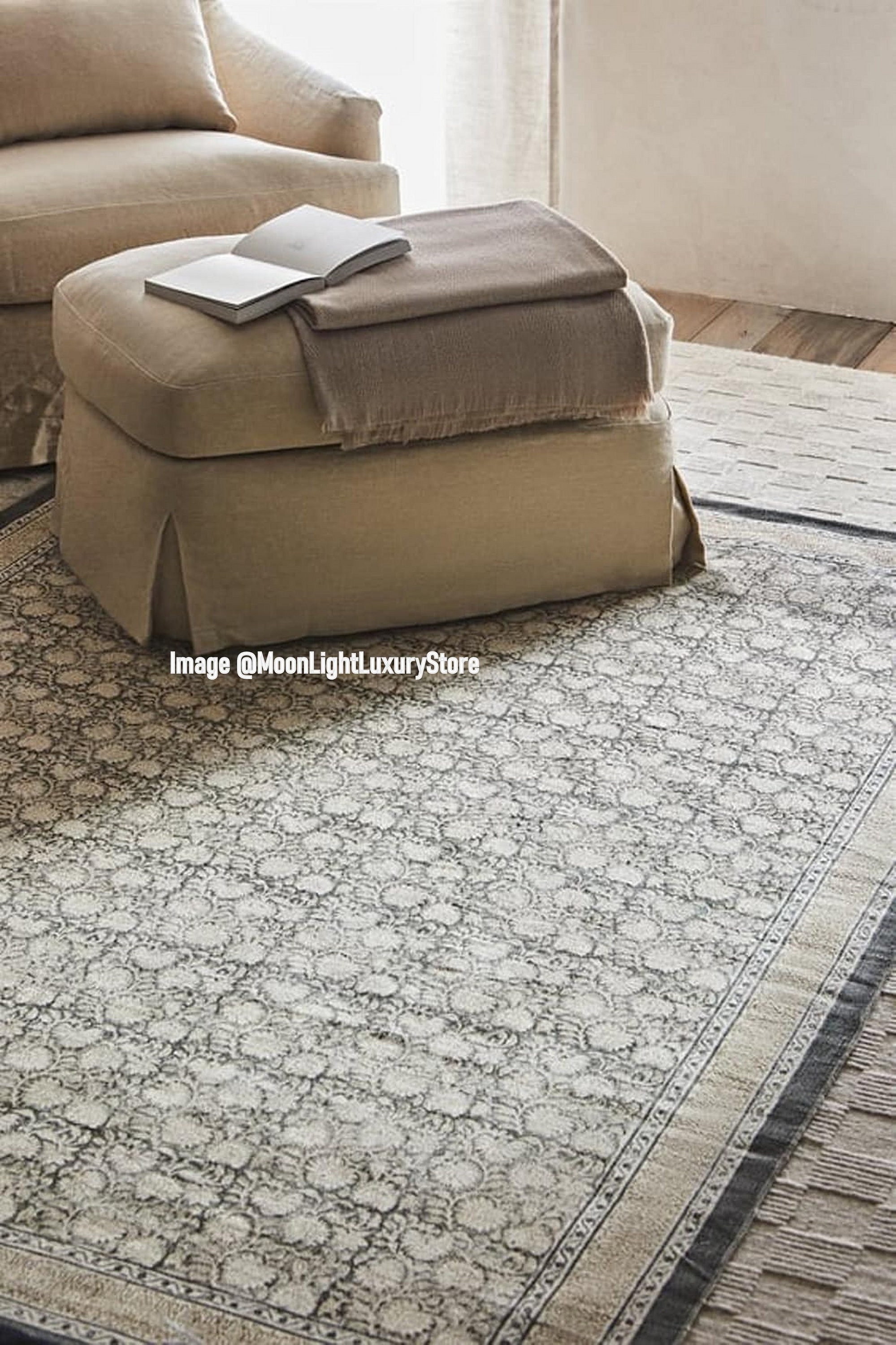 8x10 Ft Rug, Cotton Rug, Handmade Rug, Hand Block Printed Rug, Floor ...