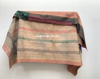 Reversible Kantha Quilt Antique Vintage Kantha Throw Indian Ralli Quilt Hand stitched Quilt Boho Cotton Quilt Handmade Kantha Sofa Bedspread