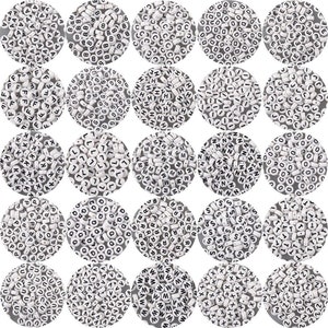50pcs A-Z Separate Pick Letter Loose Round Flat Spacer White Acrylic Spelling Alphabet Beads for DIY Bracelet Necklace Jewelry Making 4X7mm