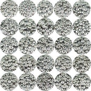 50 pçs A-Z separado escolher carta grânulo solto redondo espaçador plano antigo prata ortografia especificado contas do alfabeto para diy jóias fazendo 4x7mm