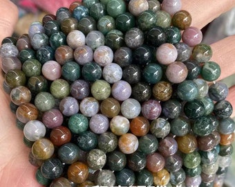 1 Vollstrang 15,5" Echte natürliche lose runde indische Achat Stein Edelstein Perlen für DIY Armband Halskette Ohrringe Schmuckherstellung