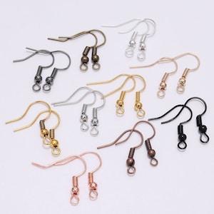 100pcs/lot Wholesale Silver/Gold/Antique Bronze/Gunmetal/Black/Copper Fish French Hook Earrings Wire Making Findings Accessories 20*18mm