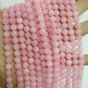 1 Full Strand 15.5" A Grade Genuine Natural Loose Round Semi Precious Opaque Rose Quartz Gemstone Beads 4mm 6mm 8mm 10mm 12mm