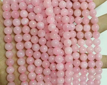 1 Full Strand 15.5" A Grade Genuine Natural Loose Round Semi Precious Opaque Rose Quartz Gemstone Beads 4mm 6mm 8mm 10mm 12mm