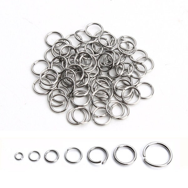 200pcs/Pack Round Rhodium Silver Color Stainless Steel Open Jump Ring for Jewelry Connector Wholesale Jumpring 3mm 4mm 5mm 6mm 7mm 8mm 10mm