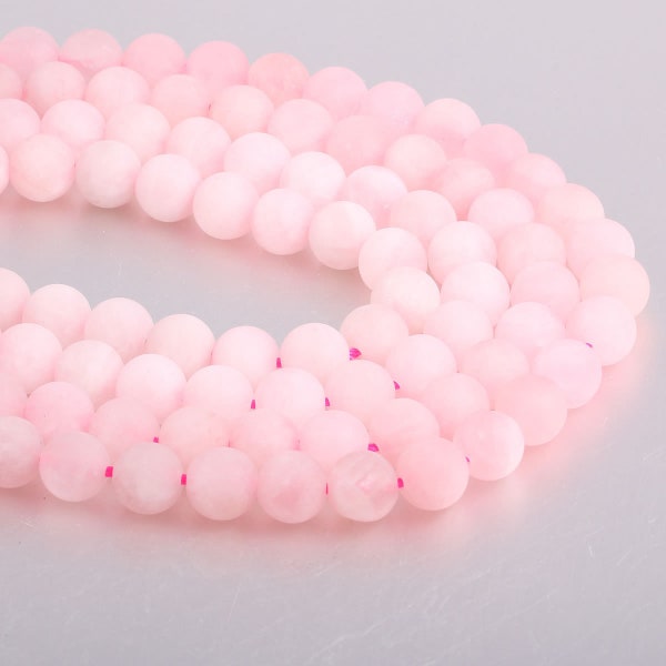 1 Full Strand 15.5" A Grade Genuine Natural Loose Round Frosted Semi Precious Matte Rose Quartz Dull Gemstone Beads 4/6/8/10/12mm