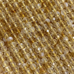 2mm 4mm Genuine Natural Semi Precious Round Micro Faceted Healing A Grade Yellow Citrine Gemstone Small Mini Stone Beads Full Strand 15&quot;