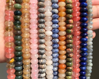 1 Full Strand Genuine Natural Loose Round Rondelle Shape Gemstone Stone Gems Beads for DIY Jewelry Making 4mm 6mm 8mm 15&quot;
