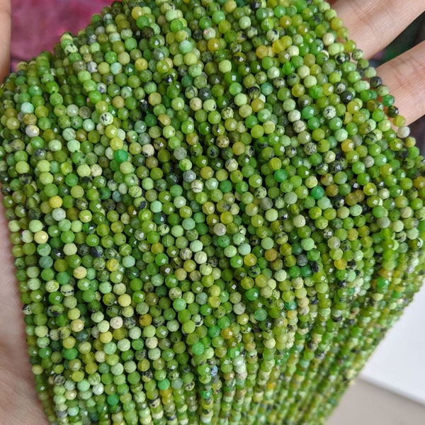 1 Full Strand Authentique Naturel Loose Micro Real Rond Faceté Vert Turquoise Gemstone Guérison Semi Precious Seed Stone Perles 15.5 »