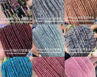 1 Full Strand Genuine You Pick Genuine Natural Loose Micro Rondelle Faceted Sparkling Gemstone Stone Gems Beads for DIY Jewelry Making 3*4mm