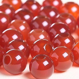 Natural 50pcs Genuine Natural Large Hole Loose Round Red Agate Gemstone Beads Big Hole Gem for DIY Jewelry Making 6/8/10/12mm