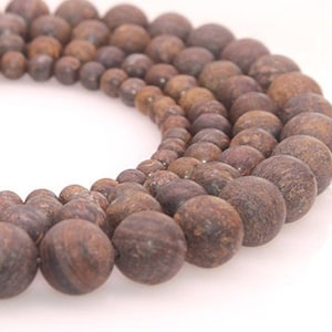 1 hebra completa de 15.5 &quot;genuina natural suelta redonda semi preciosa piedra curativa de la salud mate cuentas de piedra preciosa de bronce 4mm 6 mm 8 mm 10 mm 12 mm