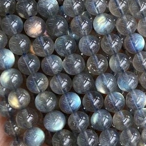 Genuine Natural Loose Genuine Round Semi Precious Natural Smooth Gray Labradorite Gemstone Beads 4mm 6mm 8mm 10mm 12mm Full Strand 15&quot;