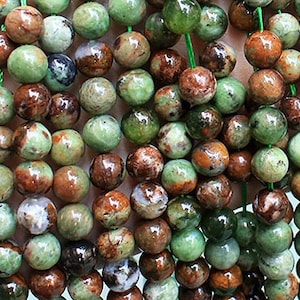1 Full Strand Genuine Natural Real Green Opal Gemstone Loose Round Beads Stone Gemstone Suppliers for DIY Jewelry Making 6mm 8mm 10mm 15.5&quot;