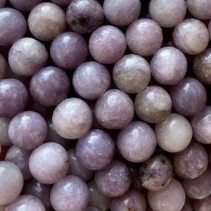 1 Full Strand 15.5&quot; Real Natural Loose Round Semi Precious Healing Stone Smooth Lilac Lepidolite Jasper Gemstone Beads 4mm 6mm 8mm 10mm 12mm