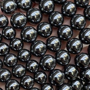 1 volledige streng natuurlijk zwart gemagnetiseerd MAGNETISCH hematiet losse ronde gepolijste edelsteen doe-het-zelfkralen 15,5" 4 mm 6 mm 8 mm 10 mm 12 mm
