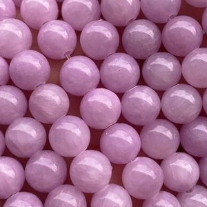 1 Full Strand 15.5&quot; Loose Round Smooth Colored Pink Kunzite Spodumene Stone Gemstone Beads for DIY Jewelry Making 4mm 6mm 8mm 10mm 12mm