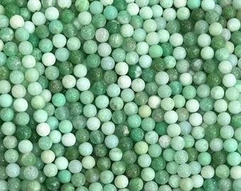 1 brin complet de 39,1 cm, véritable pierre précieuse ronde en vrac de guérison en chrysoprase d'Australie, perles de jade pour la fabrication de bijoux à faire soi-même, 4 mm, 6 mm, 8 mm, 10 mm.