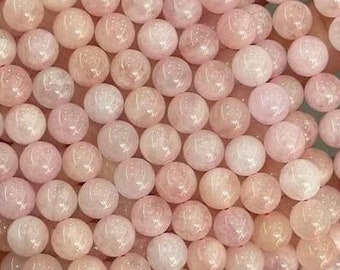 1 brin complet 15,5 pouces véritables perles rondes naturelles en vrac lisses morganite rose pur pour la fabrication de bijoux à bricoler soi-même 6 mm 8 mm 10 mm
