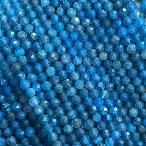 1 Full Strand 2/3/4mm Small Natural Loose Semi Precious Micro Round Faceted Apatite Gemstone Seed Stone Beads for Jewelry Making 15.5&quot;